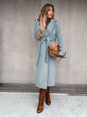 Polo Collar Long Sleeved Woolen Coat