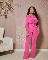 Velvet Shirt Micro Horn Two Piece