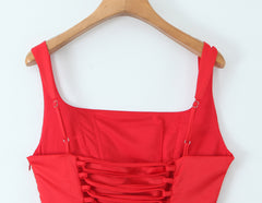 Back Cross Lace up Waist Dress