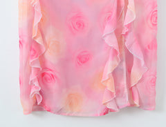 Ruffled Irregular Asymmetric Backless Dress