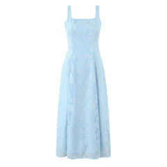 Solid Color Floral Cut Midi Dress
