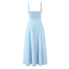 Solid Color Floral Cut Midi Dress