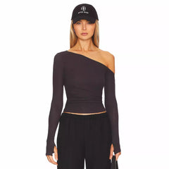 Slant Shoulder T shirt Top