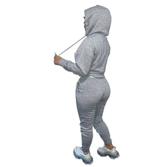 Winter Pullover Hooded Casual Sports Sweater Two-Piece Set