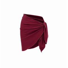 Bikini Wine Red Tube Top Split Swimsuit