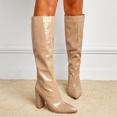 Pointed Toe Chunky Heel over the Knee Boots