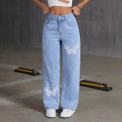 Rhinestone Butterfly Jeans
