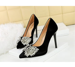 Super High Heel Suede Bow Stiletto