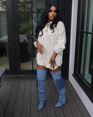 Casual Loose Patchwork Knitting Drawstring Cotton Coat Jacket Dress