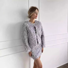 Fall Winter Tassel tTop Skirt Sets