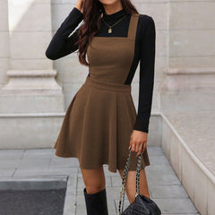 Black Bottoming Shirt Retro Brown Coffee Piece Sets