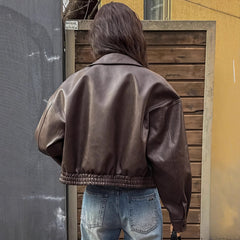 Leather Retro Jacket Long Sleeved