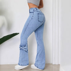 Washed High Waist Bootcut Trousers