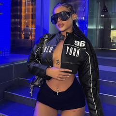 Bud Stripe Numbers Short Faux Leather Jacket