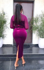 Long Sleeve Mesh Slim Fit Dress