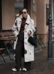 Faux Fur Coat Cow Point Printing Fox Fur Coat