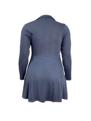 Elegant V neck Corduroy Long Sleeve Dress