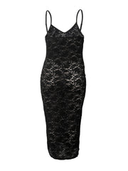 Solid Color Lace Waist Slimming Sling Dress