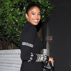 Black Heavy Rhinestone Long Sleeve Turtleneck