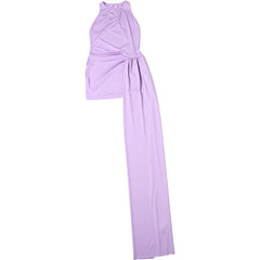 Ribbon round Neck Sleeveless Sexy Backless Waist Trimming Sheath Dress