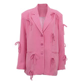 Pink Bow Blazer Loose Fitting