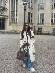 Faux Fur Coat Cow Point Printing Fox Fur Coat