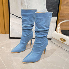 High Heel Mid Calf Boots