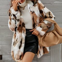 Faux Fur Top Mid Length Plush Coat