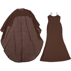 Pullover Shawl Sexy Slim Long Strap Dress Set