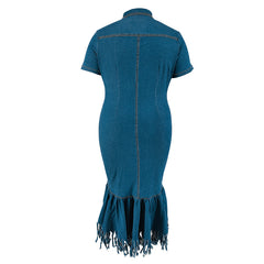 Plus Size Women Denim One Piece Dress