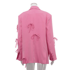 Pink Bow Blazer Loose Fitting