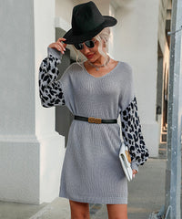 Leopard Print Woolen Dresses