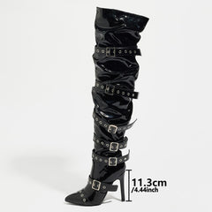 High Heel Zipper over the Knee Pointed Boots