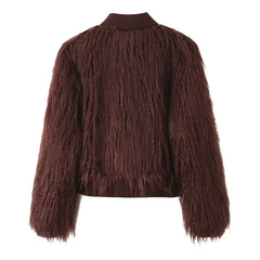 Fur Effect Knitted Coat