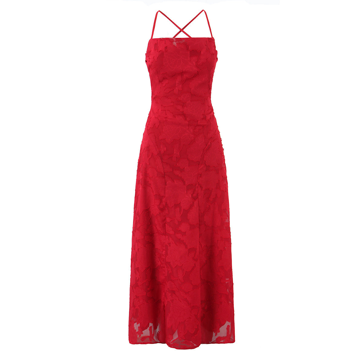 French Sexy Backless Cross Strap Cut Floral Dress