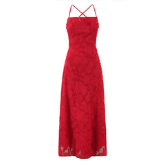 French Sexy Backless Cross Strap Cut Floral Dress