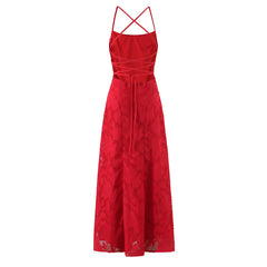 French Sexy Backless Cross Strap Cut Floral Dress