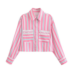 Niche Lace Striped Shirt