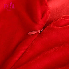 Christmas Clothing Long Sleeve Hooded Furry Christmas Dress with Belt