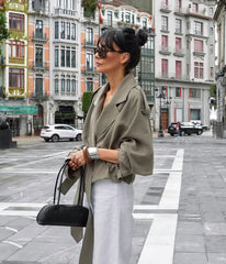 High End French Large Collared Lace up Windbreaker