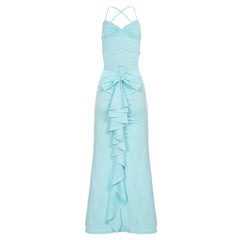 Bare Back Lace up Bow Dress