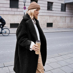 Long Faux Fur Plush Coat