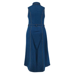 Jeans Cardigan Sleeveless Split Maxi Dress
