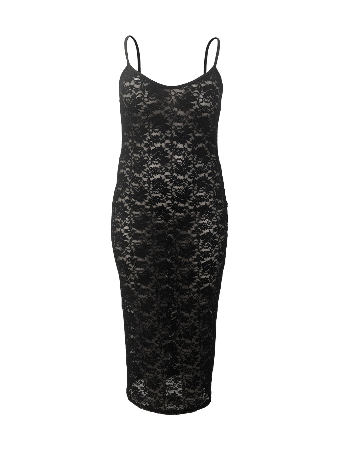 Solid Color Lace Waist Slimming Sling Dress
