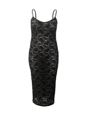 Solid Color Lace Waist Slimming Sling Dress