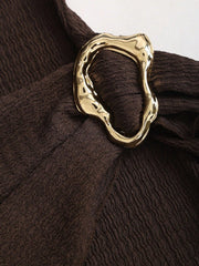Knitted Texture Solid Color Slim Metal Buckle Dress