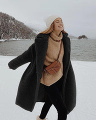 Long Faux Fur Plush Coat