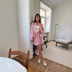 Fall Winter Tassel tTop Skirt Sets