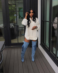 Casual Loose Patchwork Knitting Drawstring Cotton Coat Jacket Dress