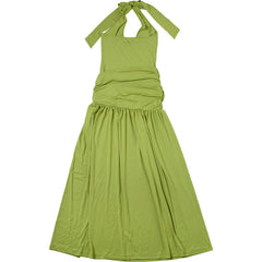 Halter Strap Backless Slim Fit Fold Split Dress